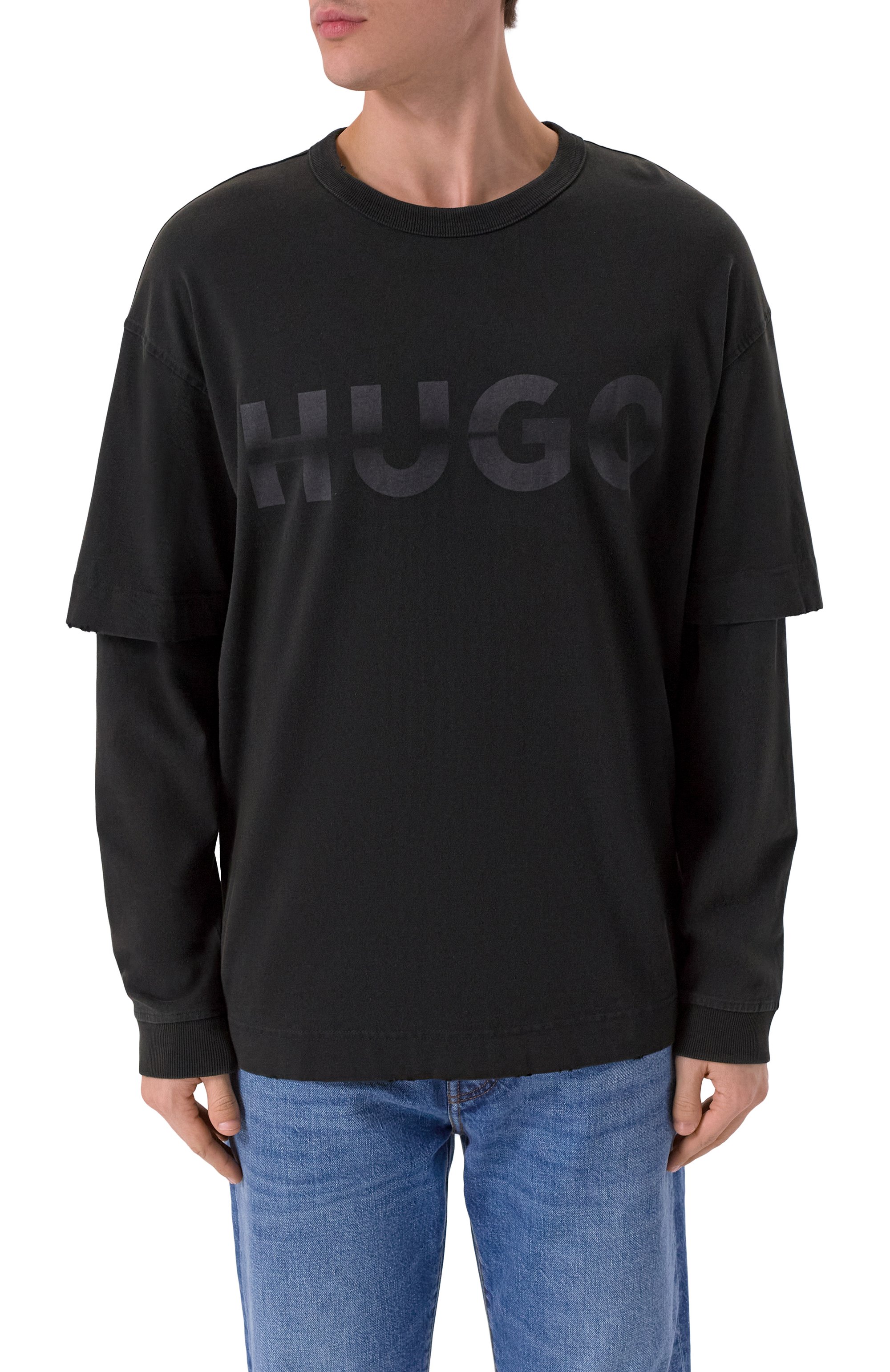 Хлопковый лонгслив HUGO BLUE, арт. 50546541, фото 3