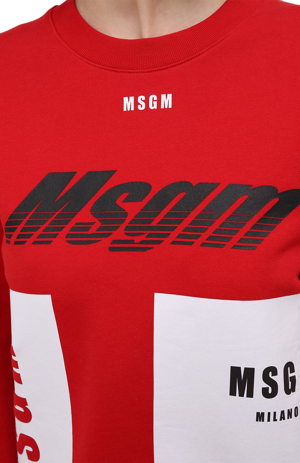 Хлопковый свитшот MSGM красного цвета по цене 15200 руб., арт. 2940MM186 207599/CG, фото 5 Хлопковый свитшот MSGM, арт. 2940MM186 207599/CG, фото 5