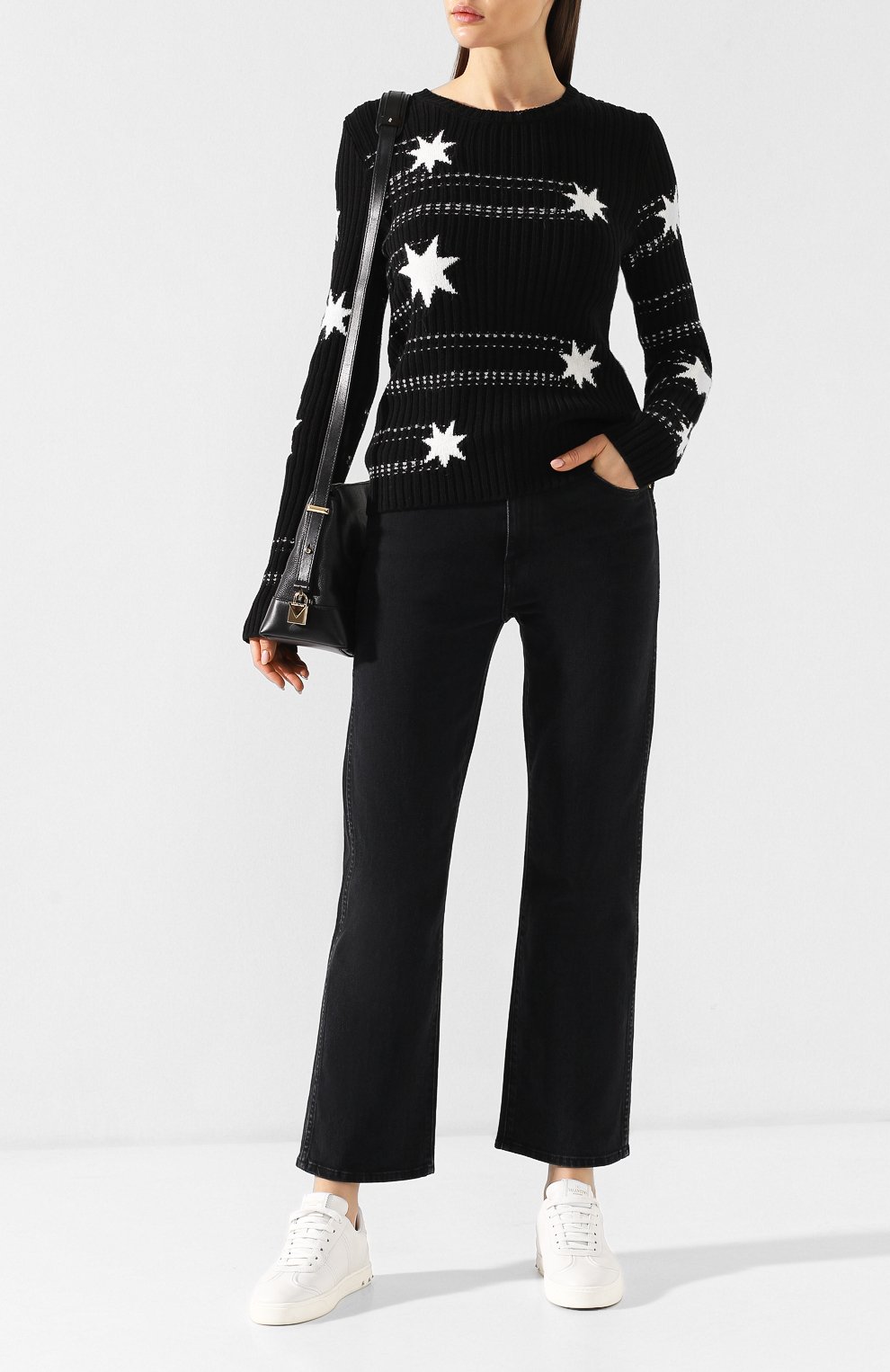 Хлопковый пуловер REDVALENTINO черно-белого цвета по цене 48500 руб., арт. RR3KCA20/TSC, фото 2 Хлопковый пуловер REDVALENTINO, арт. RR3KCA20/TSC, фото 2