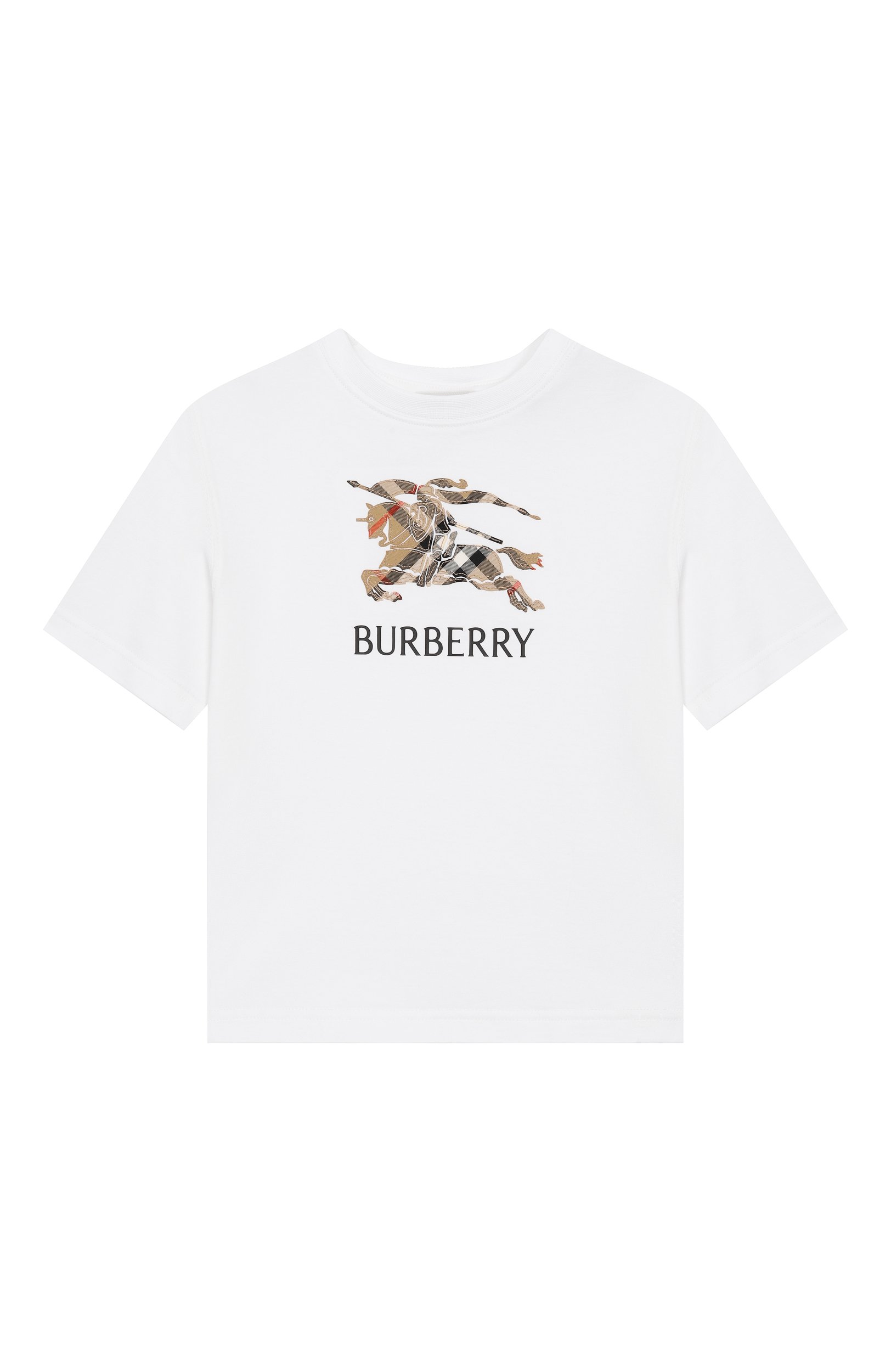 Хлопковая футболка BURBERRY белого цвета по цене 25350 руб., арт. 8120352, фото 1 Хлопковая футболка BURBERRY, арт. 8120352, фото 1