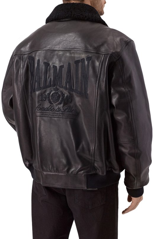 Кожаный бомбер Balmain FH0TF998/LC62 Чёрный  FH0TF998/LC62 Фото 4