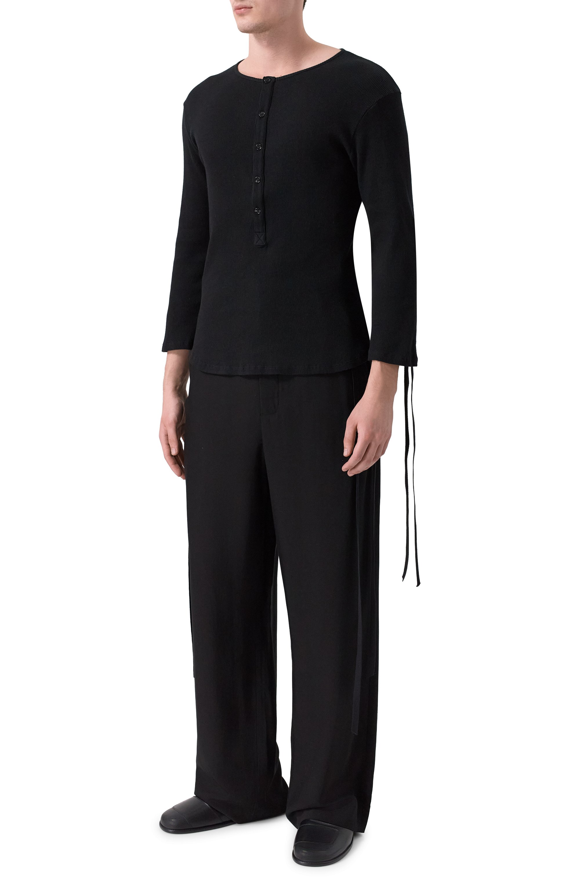 Хлопковый лонгслив-хенли ANN DEMEULEMEESTER, арт. B0013820/FA659, фото 3