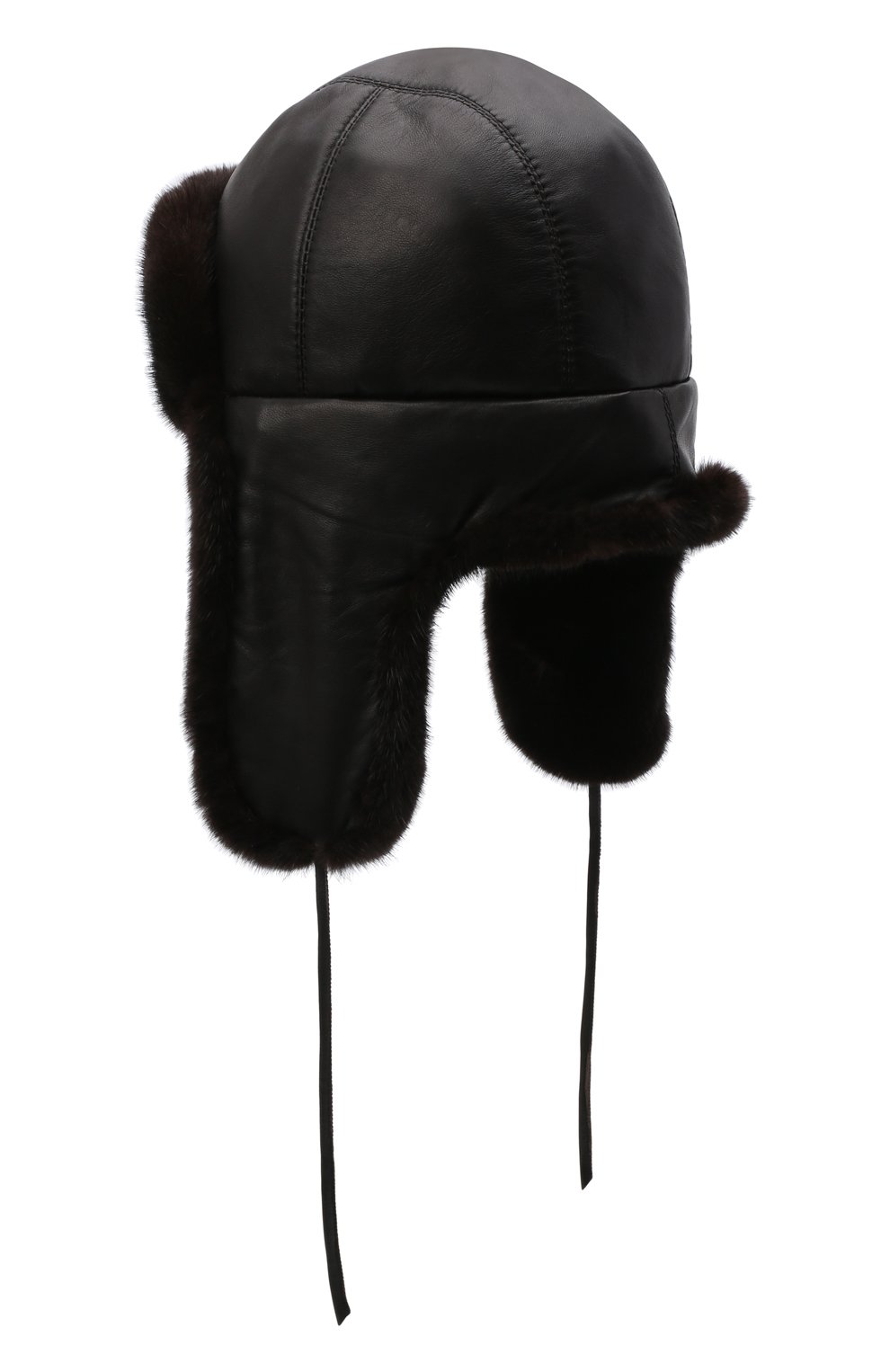 Кожаная шапка-ушанка с отделкой из меха норки FURLAND, арт. 0011202110154600000, фото 2