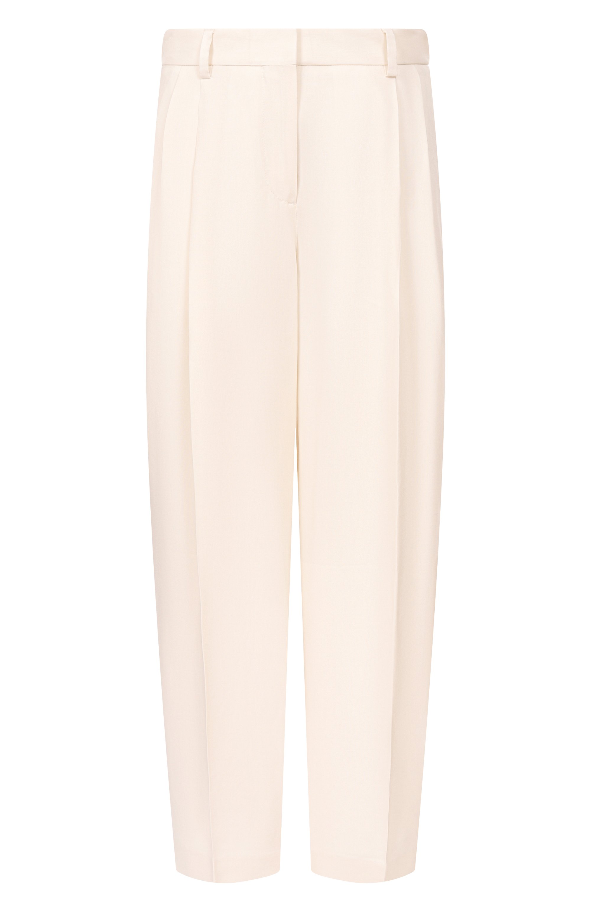 Брюки из вискозы TOTEME кремового цвета по цене 59950 руб., арт. 252-WRB0289-FB0459, фото 1 Брюки из вискозы TOTEME, арт. 252-WRB0289-FB0459, фото 1