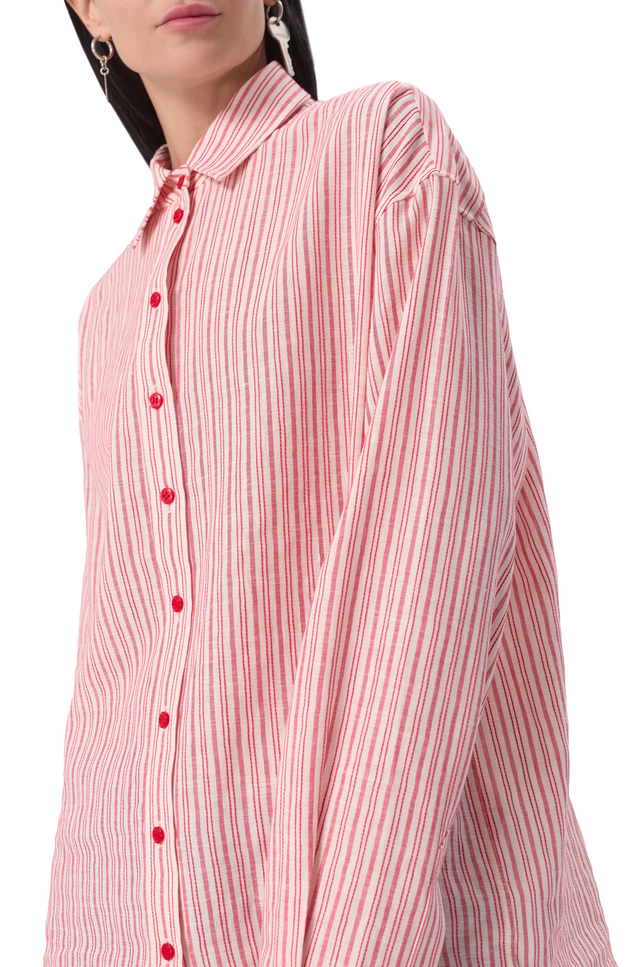 Рубашка изо льна и хлопка PERVERT красного цвета по цене 35000 руб., арт. PE24/SHT02/31-41, фото 5 Рубашка изо льна и хлопка PERVERT, арт. PE24/SHT02/31-41, фото 5