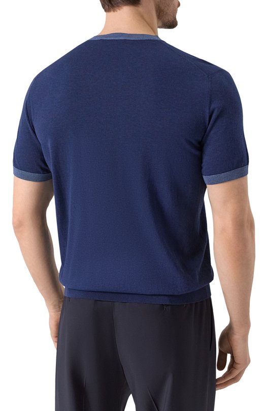 Джемпер из хлопка и шелка Corneliani 25M520-2525102 Синий  25M520-2525102 Фото 4