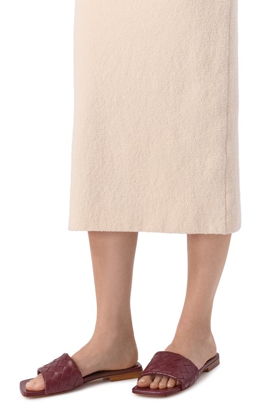 Кожаные шлепанцы Parco Bottega Veneta 837737/V2ED0 Бордовый  837737/V2ED0 Фото 2