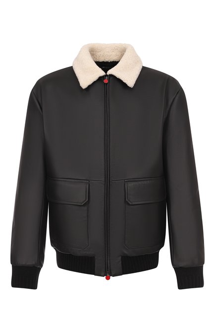 Мужской кожаный бомбер с воротником из овчины KITON, арт. UW2240V0416H20/62-68