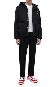 Мужские кожаные кеды PRADA красного цвета, арт. 2EE364-3LKG-F0O3N | Фото 2 (Подошва: Массивная; Материал утеплителя: Без утеплителя; Стили: Классический; Материал сплава: Проставлено; Драгоценные камни: Проставлено; Материал внешний: Натуральная кожа; Кросс-КТ: Низкие)