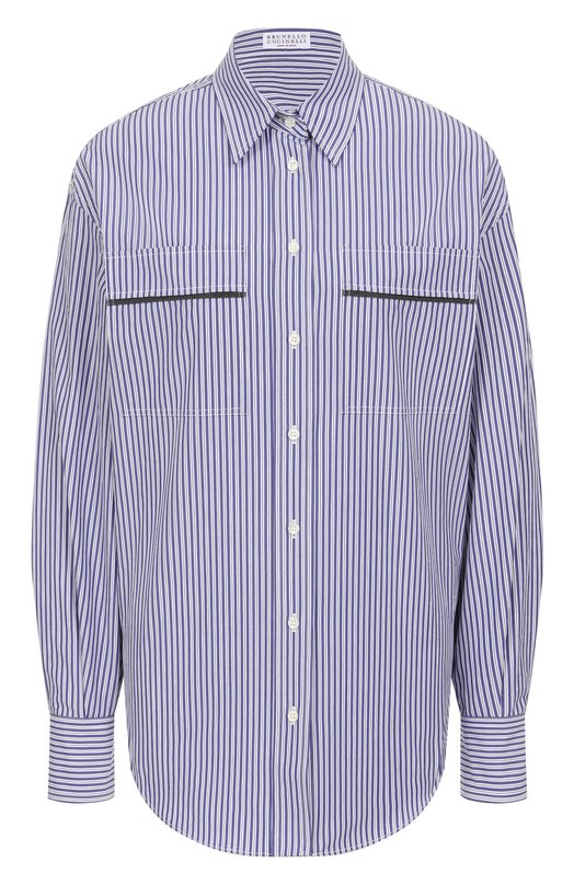 Хлопковая рубашка Brunello Cucinelli MH768RA526 Синий MH768RA526