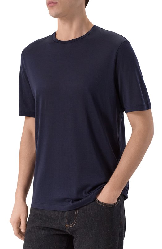 Футболка из шелка и хлопка 12 STOREEZ 133450 Синий  133450 Фото 3