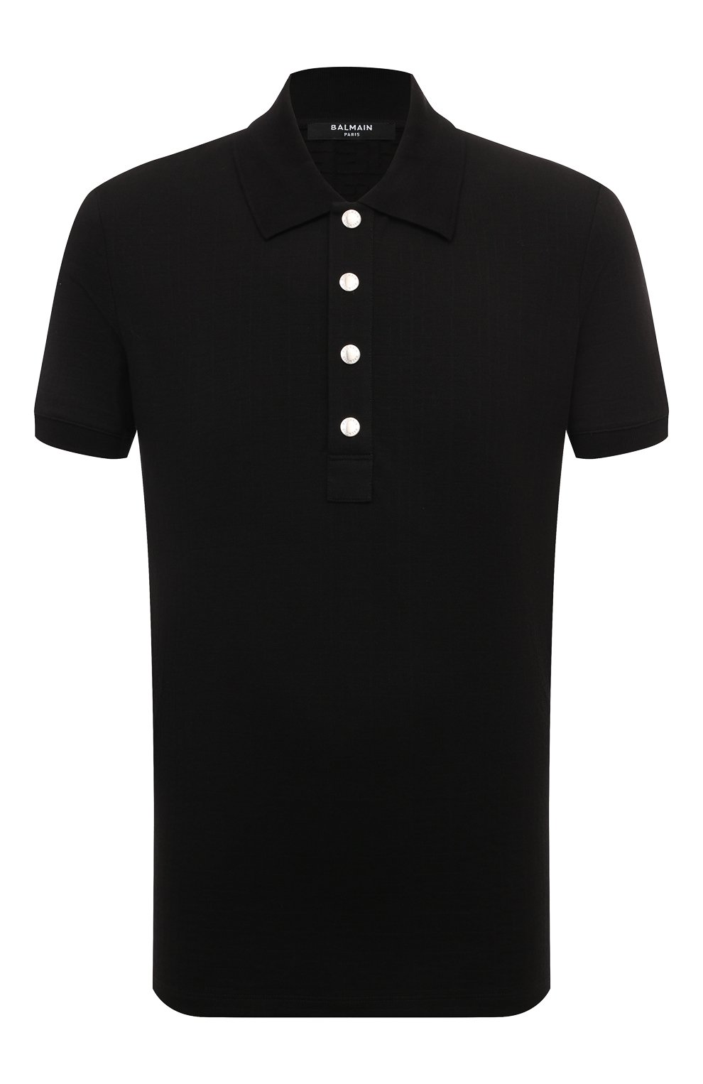 Хлопковое поло BALMAIN черного цвета по цене 65450 руб., арт. DH1GB000/JB82, фото 1 Хлопковое поло BALMAIN, арт. DH1GB000/JB82, фото 1
