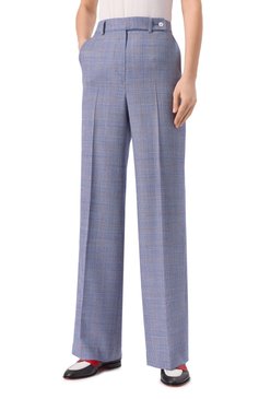 Женские шерстяные брюки KITON голубого цвета, арт. D48109K0950E01 | Фото 3 (Материал внешний: Шерсть; Женское Кросс-КТ: Брюки-одежда; Кросс-КТ: костюм; Случай: Формальный; Силуэт Ж (брюки и джинсы): Широкие; Стили: Классический; Длина (брюки, джинсы): Стандартные; Автоматизация ТО: Проставлено; Автоматизация состава: Проставлено)