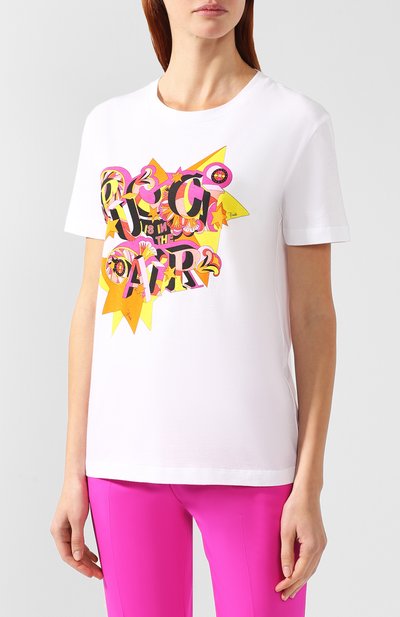 Хлопковая футболка с принтом EMILIO PUCCI белого цвета по цене 21800 руб., арт. 8RJP35/8R987, фото 3 Хлопковая футболка с принтом EMILIO PUCCI, арт. 8RJP35/8R987, фото 3