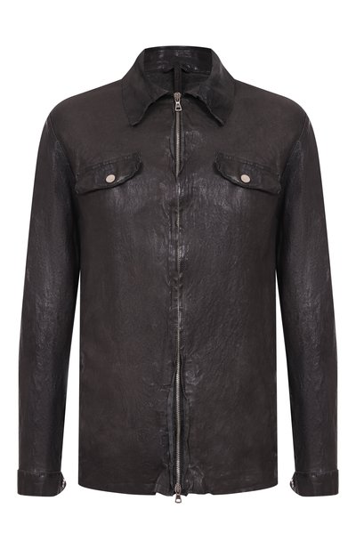 Мужская кожаная куртка-рубашка NEVER ENOUGH, арт. MJL047