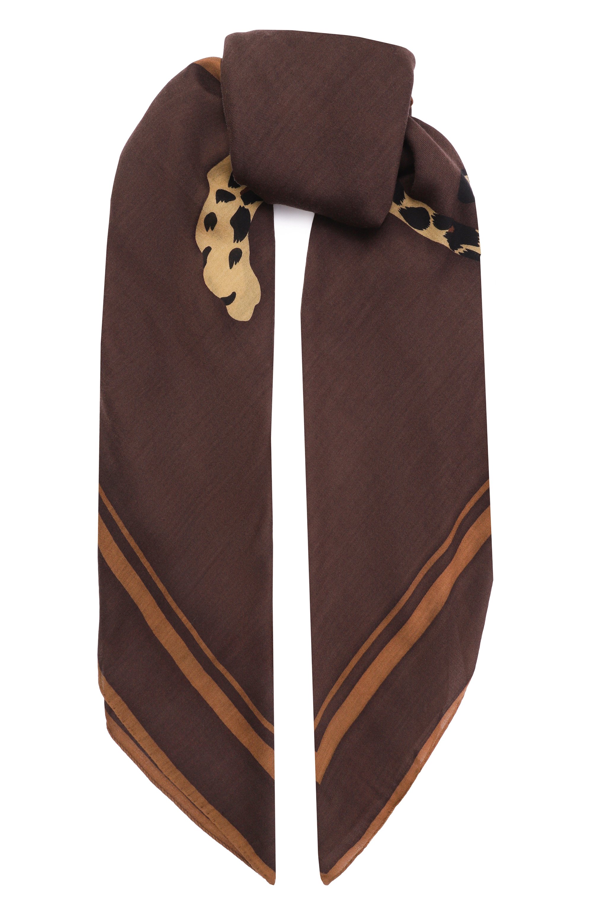 Шерстяная шаль SAINT LAURENT темно-коричневого цвета по цене 89950 руб., арт. 863721/3Y200, фото 1 Шерстяная шаль SAINT LAURENT, арт. 863721/3Y200, фото 1