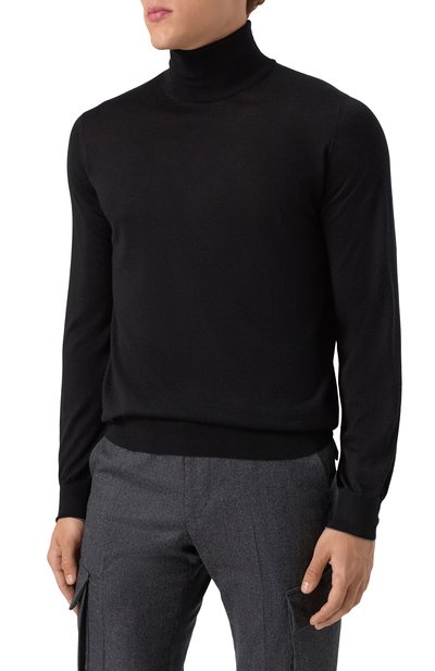 Водолазка из кашемира и шелка BRUNELLO CUCINELLI черного цвета по цене 191500 руб., арт. M2300103, фото 3 Водолазка из кашемира и шелка BRUNELLO CUCINELLI, арт. M2300103, фото 3