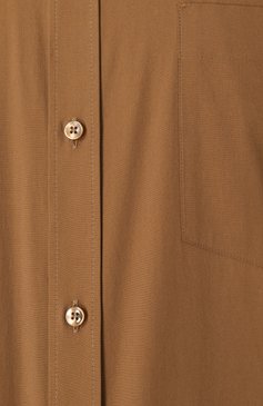 Мужская хлопковая рубашка DOLCE & GABBANA коричневого цвета, арт. G5MV5T/FU5T9 | Фото 6 (Рукава: Короткие; Материал внешний: Хлопок; Драгоценные камни: Проставлено; Длина (для топов): Стандартные; Материал сплава: Проставлено; Стили: Кэжуэл; Случай: Повседневный; Рубашки М: Regular Fit; Воротник: Кент; Принт: Однотонные)