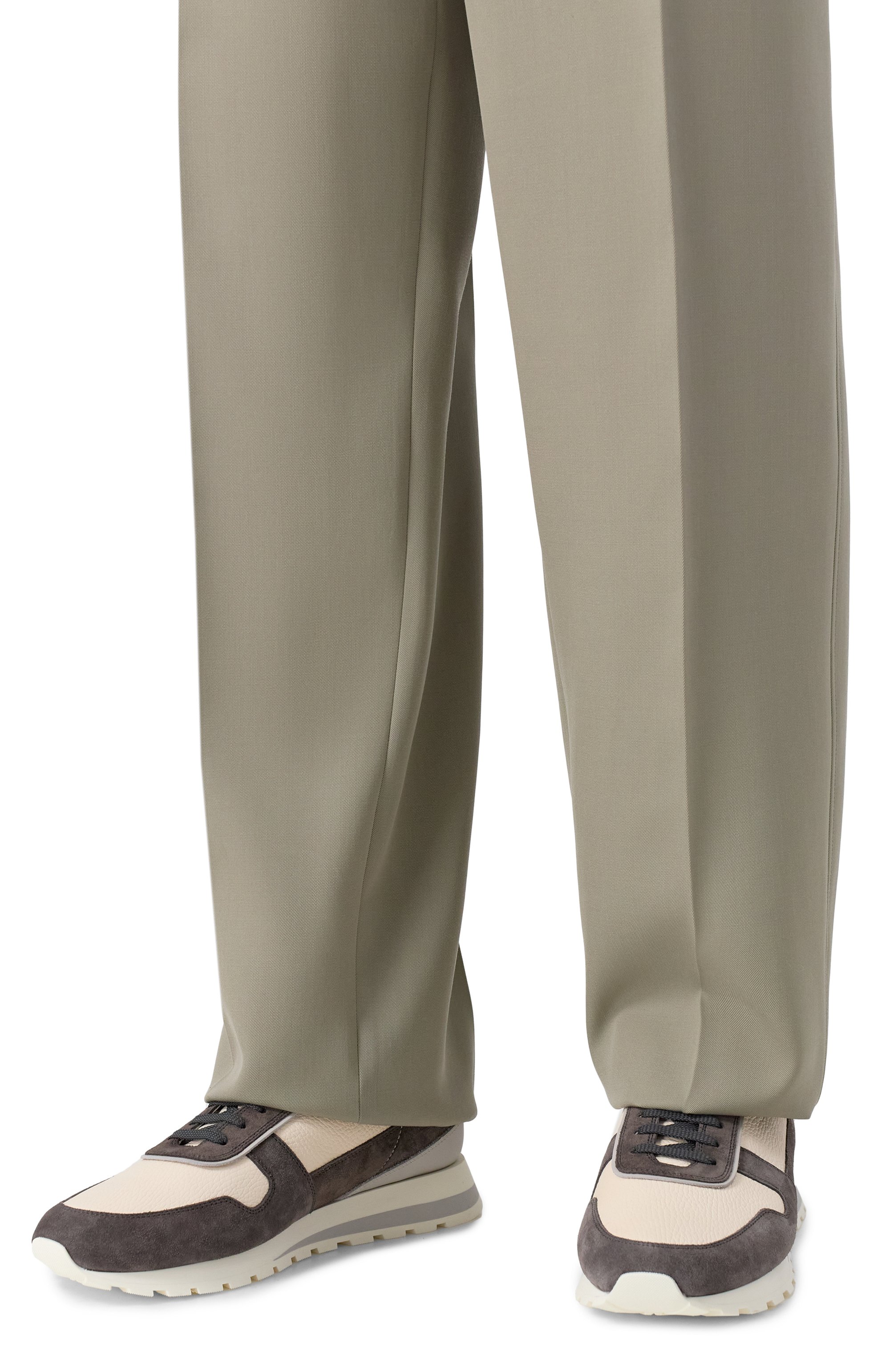 Кожаные кроссовки BRUNELLO CUCINELLI темно-серого цвета по цене 135500 руб., арт. MZUESLA289, фото 3 Кожаные кроссовки BRUNELLO CUCINELLI, арт. MZUESLA289, фото 3