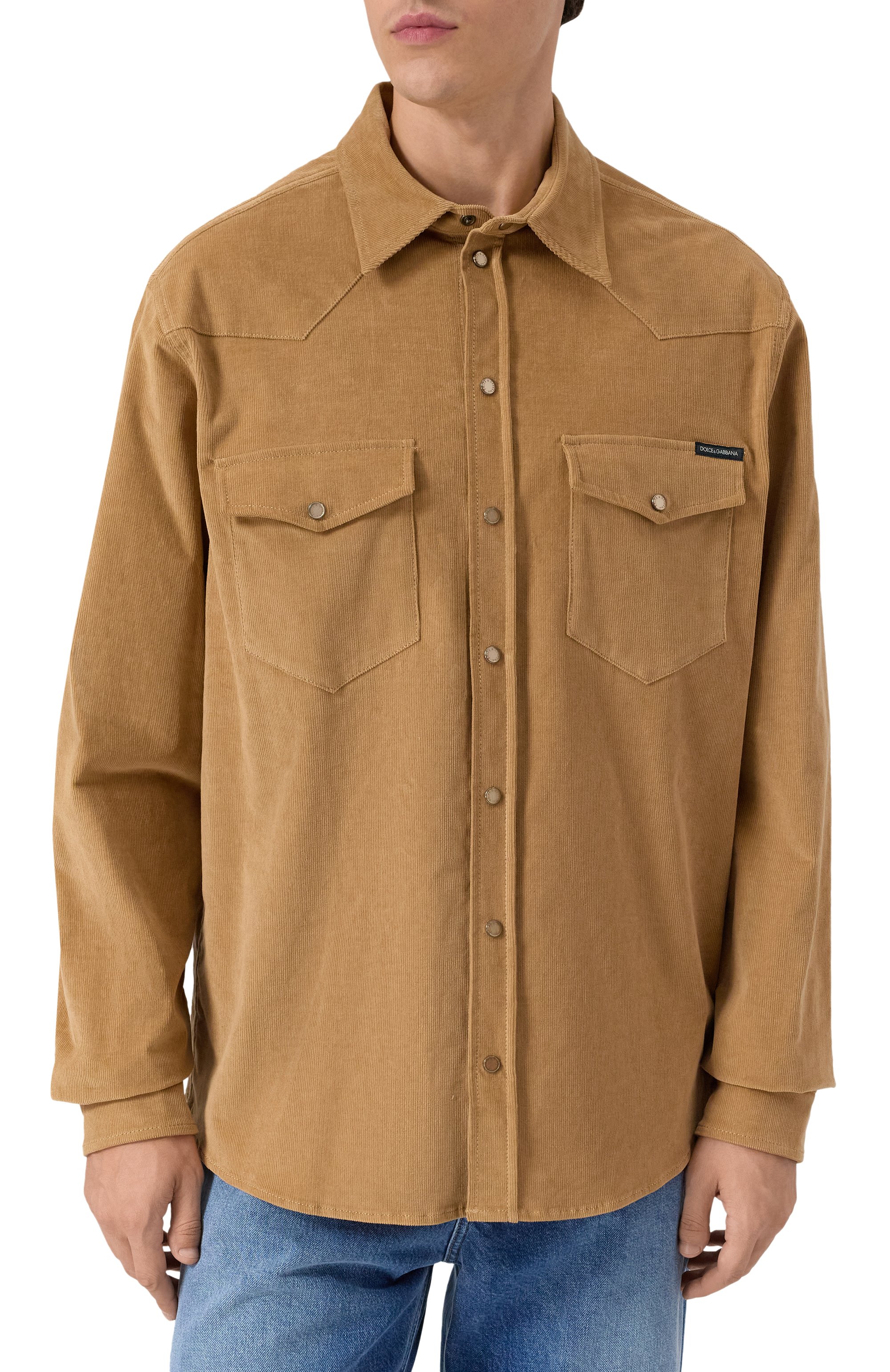 Вельветовая рубашка DOLCE & GABBANA бежевого цвета по цене 99950 руб., арт. G5MA1T/GJ589, фото 3 Вельветовая рубашка DOLCE & GABBANA, арт. G5MA1T/GJ589, фото 3