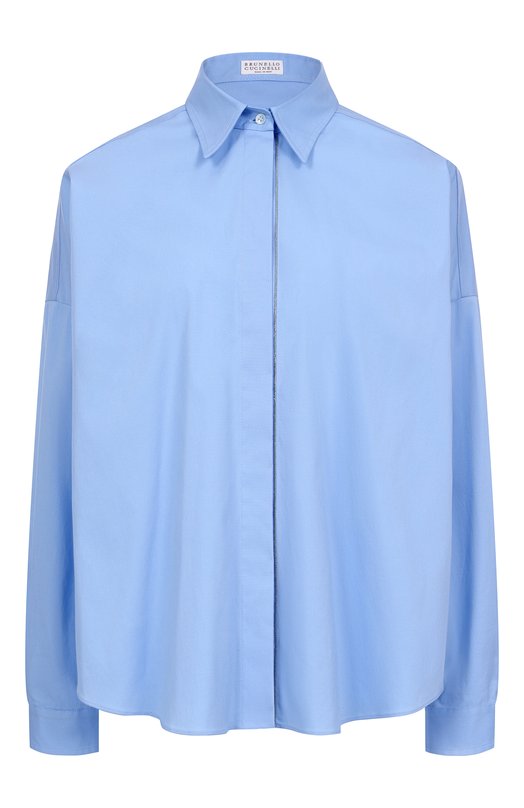 Хлопковая рубашка Brunello Cucinelli M0091MA636 Голубой M0091MA636