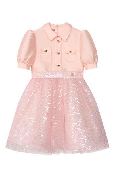 Хлопковое платье с отделкой пайетками ELIE SAAB JUNIOR, арт. EFAB120 V1/TS0724