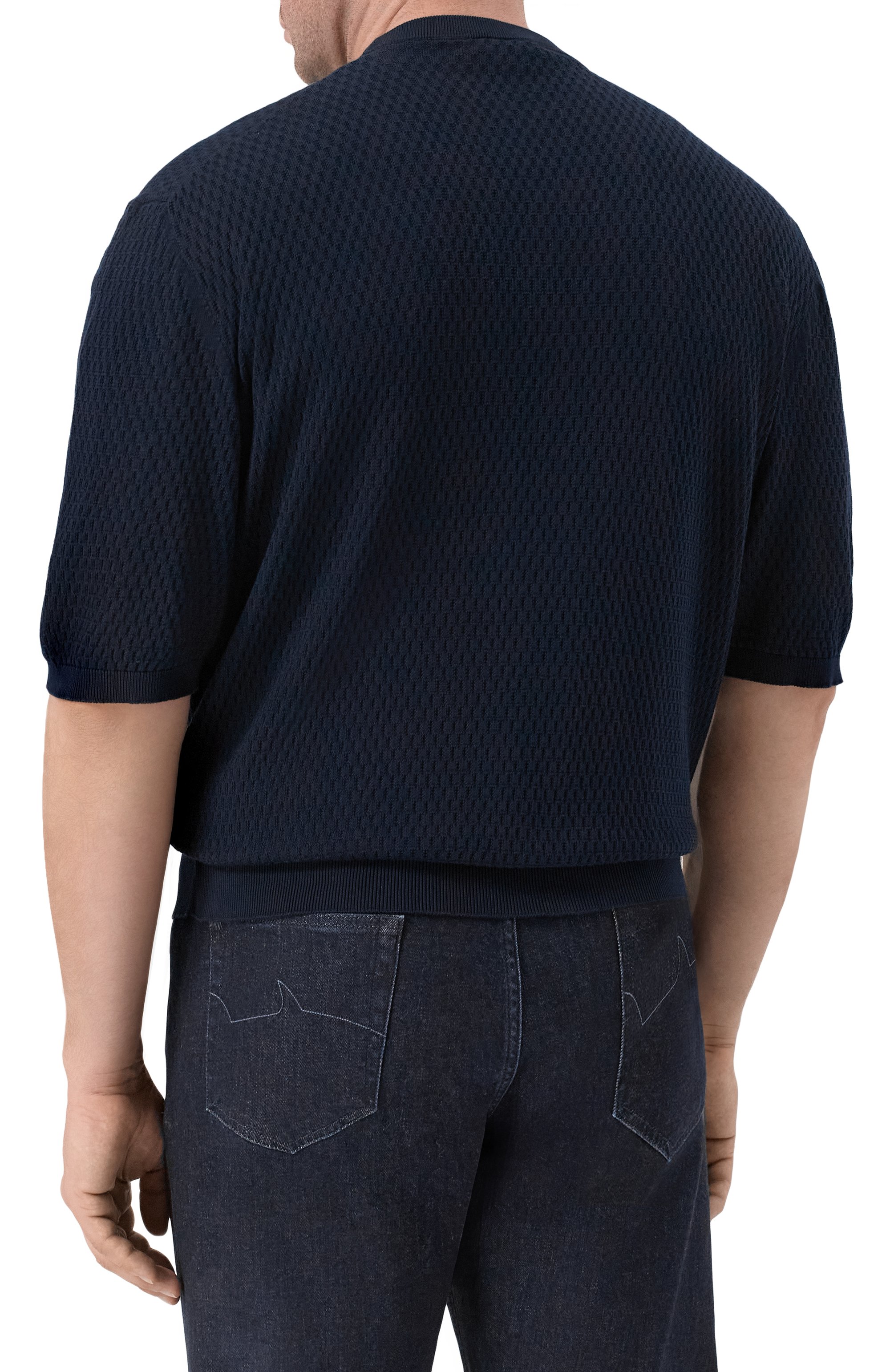 Хлопковый джемпер CORTIGIANI темно-синего цвета по цене 79950 руб., арт. 4AS120, фото 4 Хлопковый джемпер CORTIGIANI, арт. 4AS120, фото 4