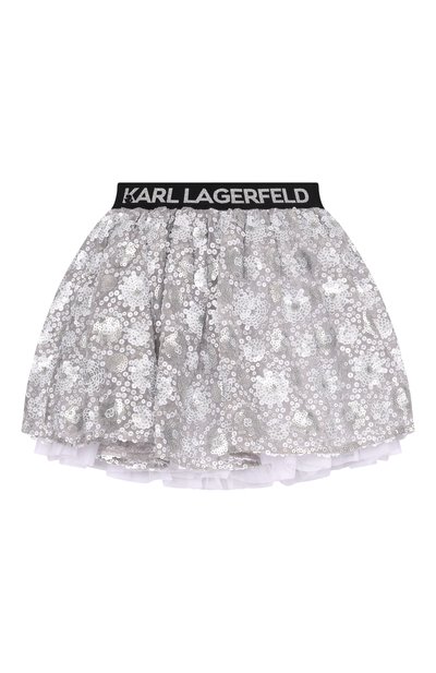 Юбка KARL LAGERFELD KIDS серебряного цвета по цене 30610 руб., арт. Z31118, фото 2 Юбка KARL LAGERFELD KIDS, арт. Z31118, фото 2