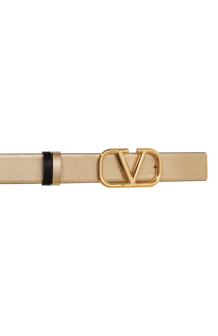 Женский двусторон�ний ремень vlogo signature VALENTINO золотого цвета, арт. 5W2T0T15/ZTP | Фото 5 (Материал: Натуральная кожа; Нос: Не проставлено; Кросс-КТ: Тонкие)