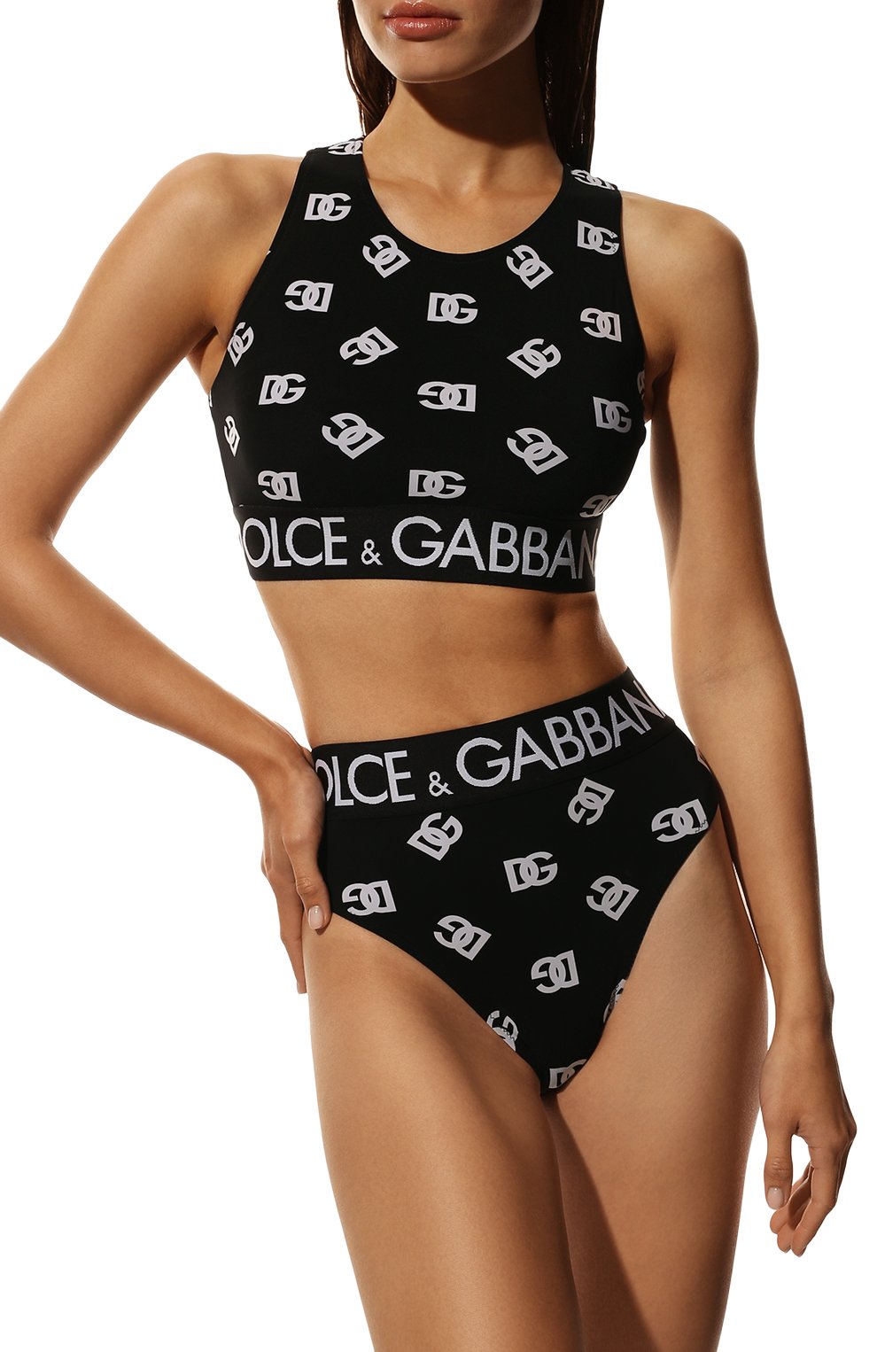 Раздельный купальник DOLCE & GABBANA черно-белого цвета по цене 52050 руб., арт. 08B68J/FSG1W, фото 2 Раздельный купальник DOLCE & GABBANA, арт. 08B68J/FSG1W, фото 2
