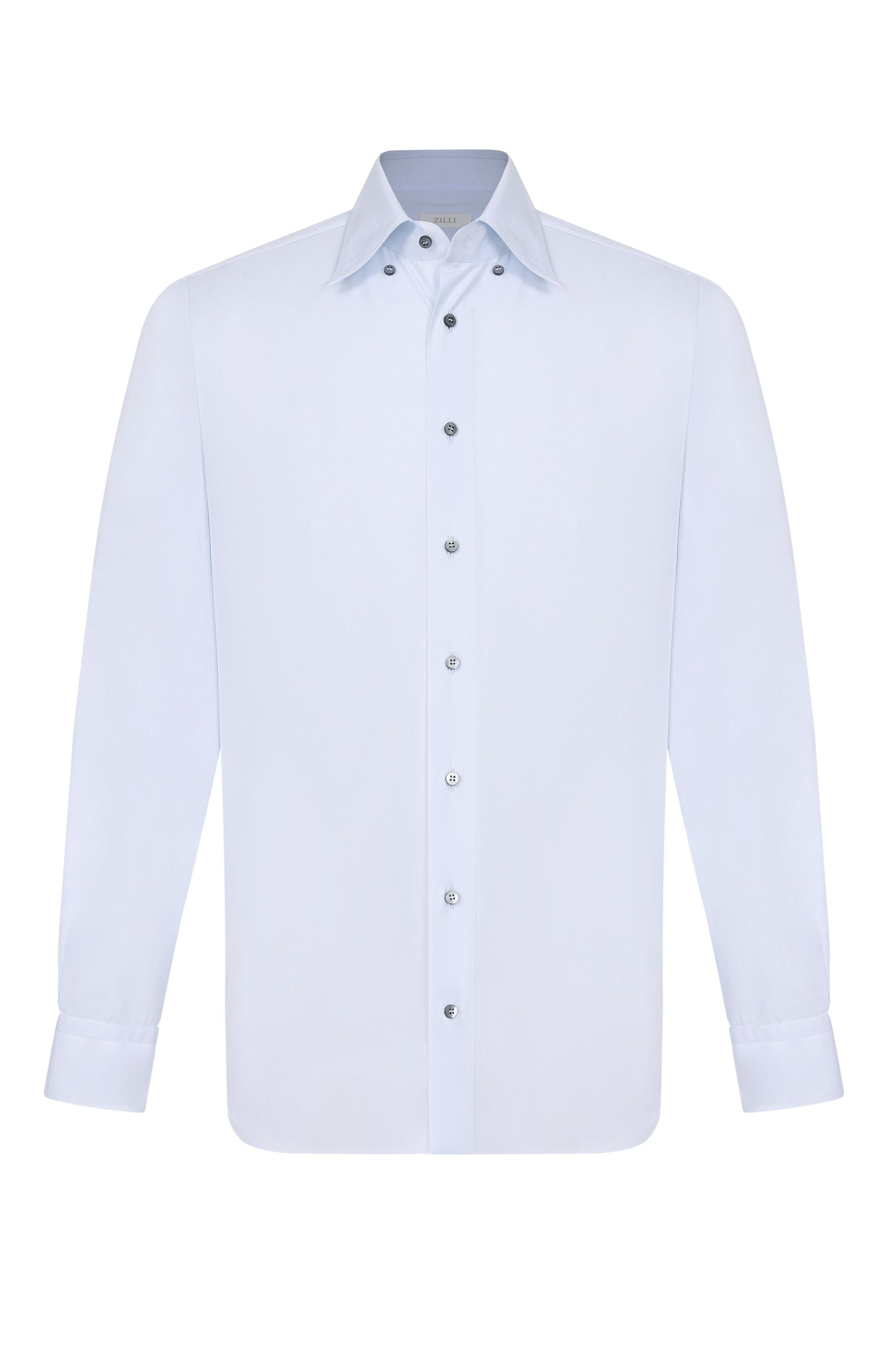 Хлопковая сорочка ZILLI голубого цвета по цене 146000 руб., арт. F0RD01M010001703U, фото 1 Хлопковая сорочка ZILLI, арт. F0RD01M010001703U, фото 1