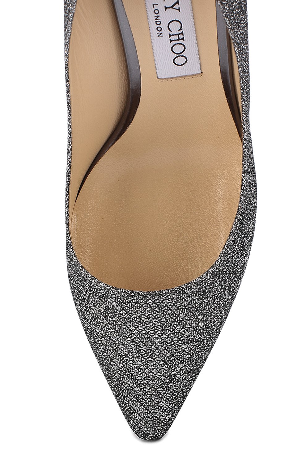 Туфли romy 85 из металлизированного текстиля JIMMY CHOO серебряного цвета по цене 62350 руб., арт. R0MY 85/LAG, фото 5 Туфли romy 85 из металлизированного текстиля JIMMY CHOO, арт. R0MY 85/LAG, фото 5