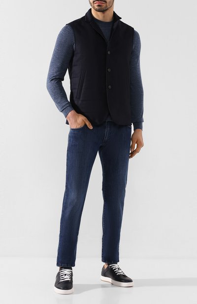 Льняной жилет LORO PIANA темно-синего цвета по цене 125500 руб., арт. FAL1520, фото 2 Льняной жилет LORO PIANA, арт. FAL1520, фото 2