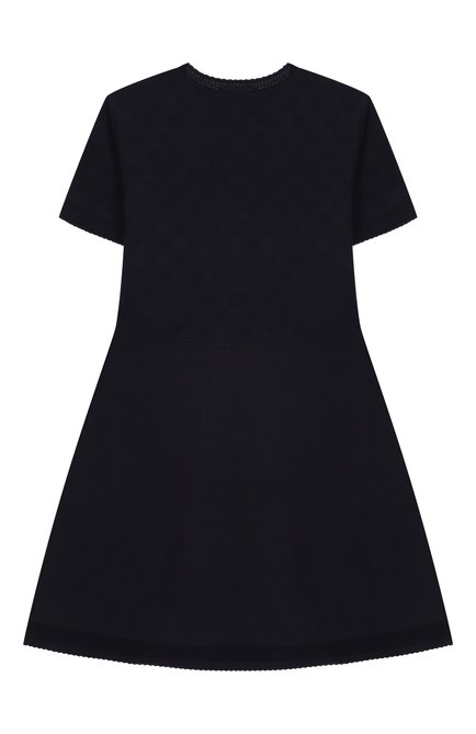 Детское платье из вискозы EMPORIO ARMANI темно-синего цвета, арт. EG000179/AF14111 | Фото 2 (Материал сплава: Проставлено; Материал внешний: Вискоза; Драгоценные камни: Проставлено; Рукава: Короткие)