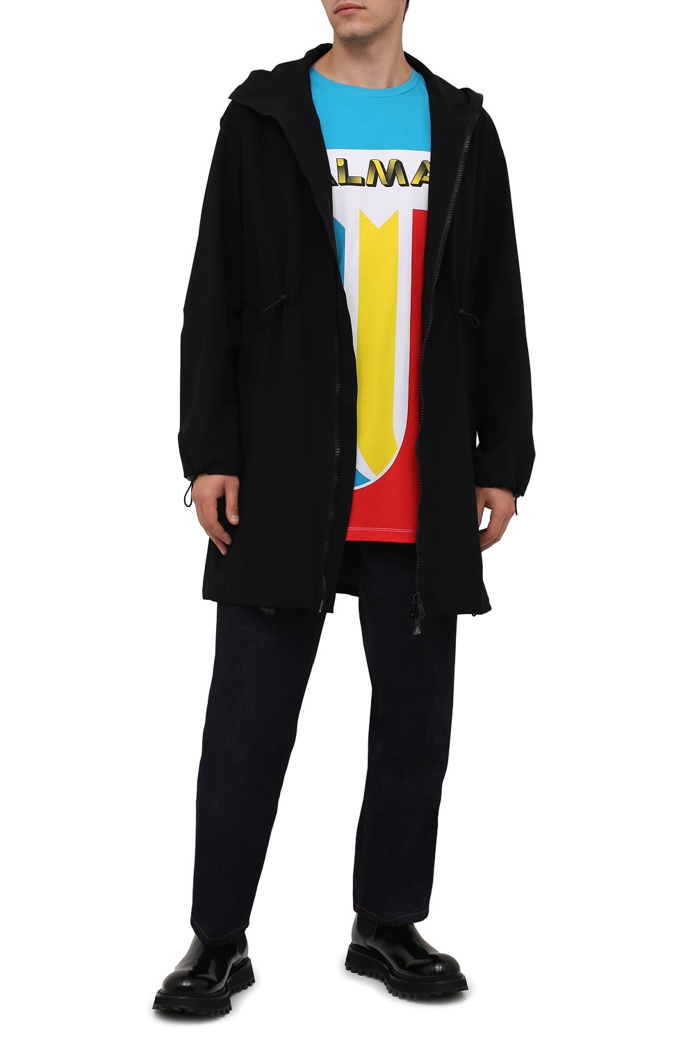 Хлопковая футболка BALMAIN разноцветного цвета по цене 54450 руб., арт. WH1EH000/G083, фото 2 Хлопковая футболка BALMAIN, арт. WH1EH000/G083, фото 2