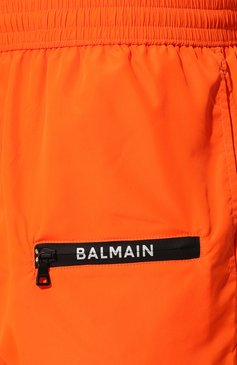 Мужские плавки-шорты BALMAIN оранжевого цвета, арт. BWB641260 | Фото 4 (Принт: Без прин�та; Материал внешний: Синтетический материал; Материал сплава: Проставлено; Нос: Не проставлено; Мужское Кросс-КТ: плавки-шорты)