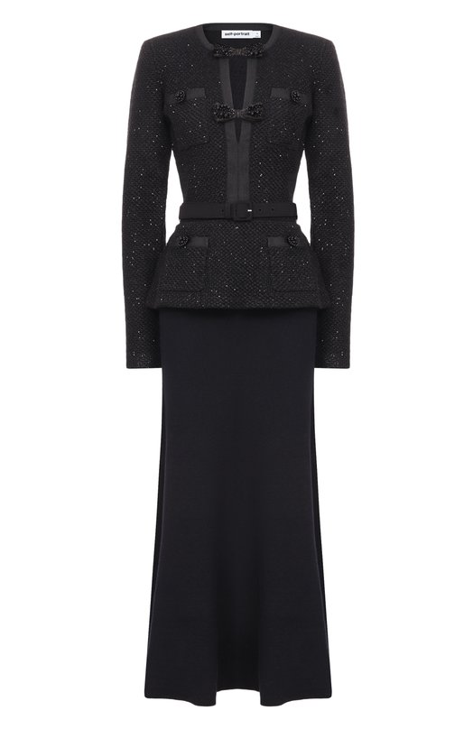 Платье с отделкой пайетками self-portrait RS26210MB Чёрный RS26210MB