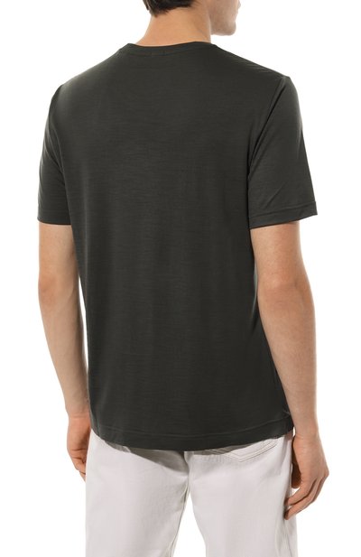 Шерстяная футболка CAPOBIANCO хаки цвета по цене 29150 руб., арт. 15M660.JE00., фото 4 Шерстяная футболка CAPOBIANCO, арт. 15M660.JE00., фото 4