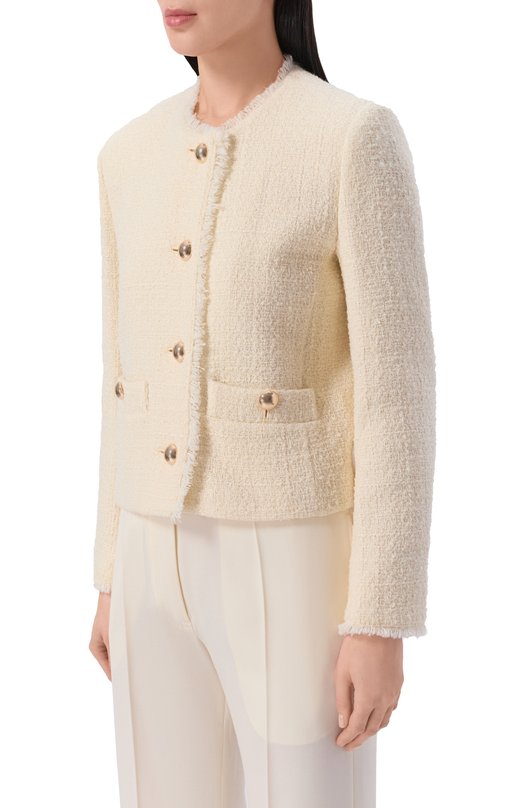 Твидовый жакет Weekend Max Mara WKDAGAMI Кремовый  WKDAGAMI Фото 3