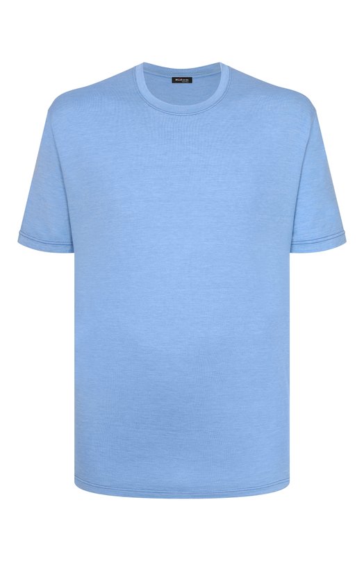 Футболка из шелка и хлопка Kiton UMK063202 Голубой UMK063202