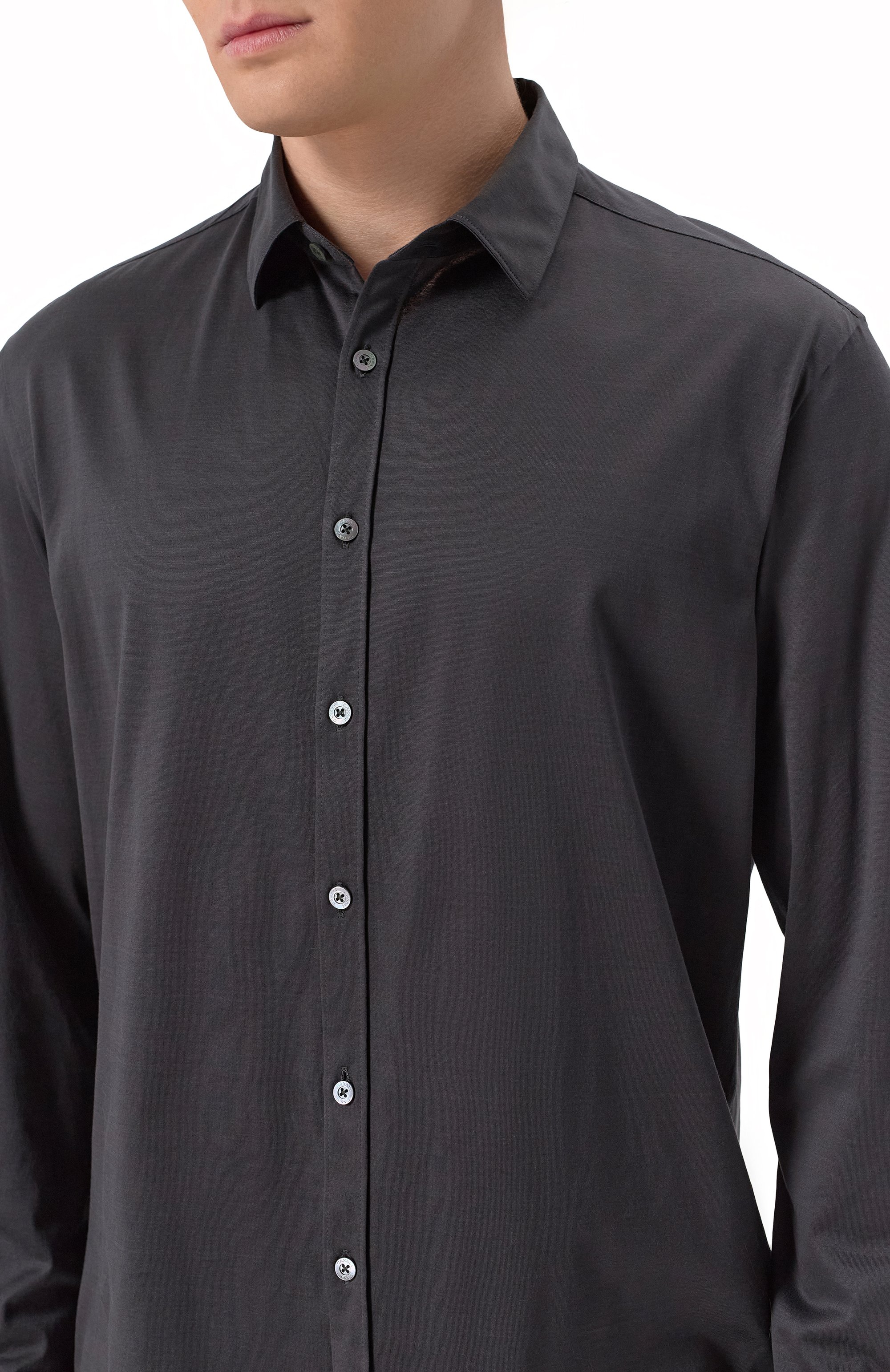 Хлопковая рубашка CANALI темно-серого цвета по цене 33600 руб., арт. CSL7077/GN02310, фото 5 Хлопковая рубашка CANALI, арт. CSL7077/GN02310, фото 5