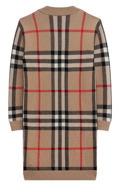 Детское шерстяное платье BURBERRY бежевого цвета, арт. 8072920 | Фото 2 (Драгоценные камни: Проставлено; Материал сплава: Проставлено; Материал внешний: Шерсть; Рукава: Длинные; Случай: Повседневный)