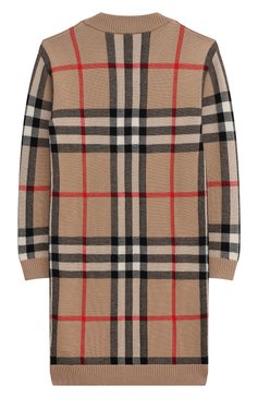 Детское шерстяное платье BURBERRY бежевого цвета, арт. 8072920 | Фото 2 (Материал внешний: Шерсть; Рукава: Длинные; Случай: Повседневный; Материал сплава: Проставлено; Драгоценные камни: Проставлено)