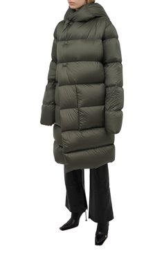 Женский пуховик RICK OWENS хаки цвета, арт. RP02A7916/NZD3 | Фото 3 (Рукава: Длинные; Длина (верхняя одежда): До колена; Материал внешний: Синтетический материал; Кросс-КТ: Пуховик; Материал сплава: Проставлено; Материал подклада: Синтетический материал; Драгоценные камни: Проставлено; Стили: Минимализм; Материал утеплителя: Пух и перо)