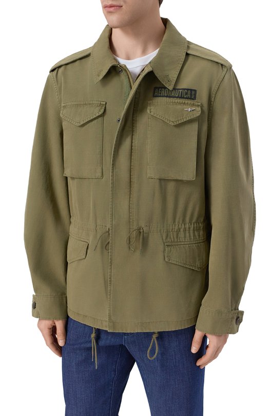 Хлопковая куртка Aeronautica Militare AB3044UCT04233 Хаки  AB3044UCT04233 Фото 3