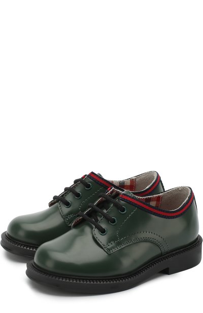 Кожаные дерби с контрастной отделкой GUCCI, арт. 477537/D7310, фото 1
