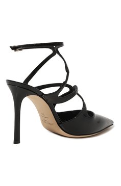 Женские кожаные туфли azia 95 JIMMY CHOO черного цвета, арт. AZIA PUMP 95/PAT | Фото 5 (Подошва: Платформа; Каблук высота: Высокий; Материал внутренний: Натуральная кожа; Материал сплава: Проставлено; Каблук тип: Шпилька; Драгоценные камни: Проставлено)