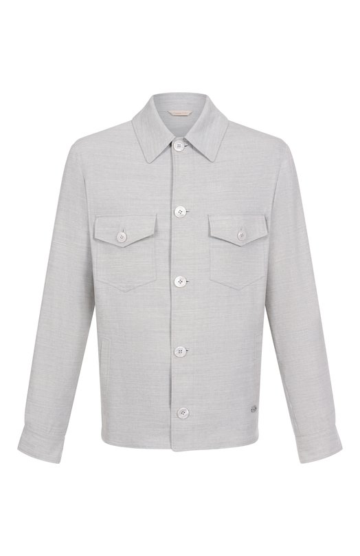 Куртка-рубашка изо льна и шерсти Stefano Ricci M7J5100380/WL003L Серый M7J5100380/WL003L
