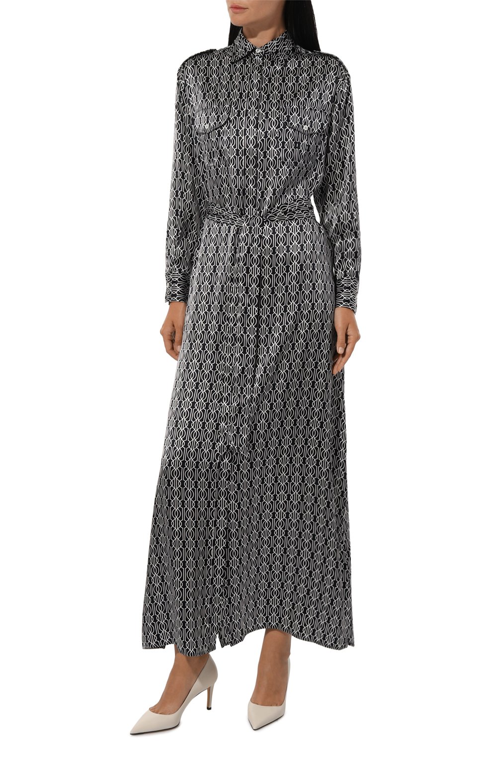 Атласное платье KITON темно-синего цвета по цене 214500 руб., арт. D47H321K0978C_SET, фото 3 Атласное платье KITON, арт. D47H321K0978C_SET, фото 3