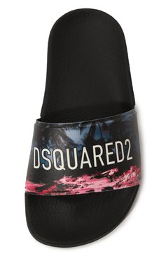 Детские шлепанцы DSQUARED2 черного цвета, арт. DQ0611/P6673 | Фото 4 (Материал внутренний: Резина, Текстиль; Материал сплава: Проставлено; Нос: Не проставлено; Материал внешний: Пластик, Резина)